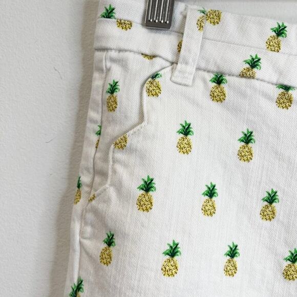 Blue Rain Women's Jean Shorts Sz S Pineapple Print White Low Rise Stretch Denim - Picture 3 of 7